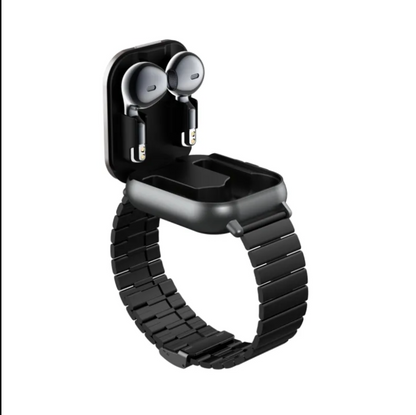 PEAR WATCH Montre noire connectée GPS 2 en 1 avec écouteurs interne